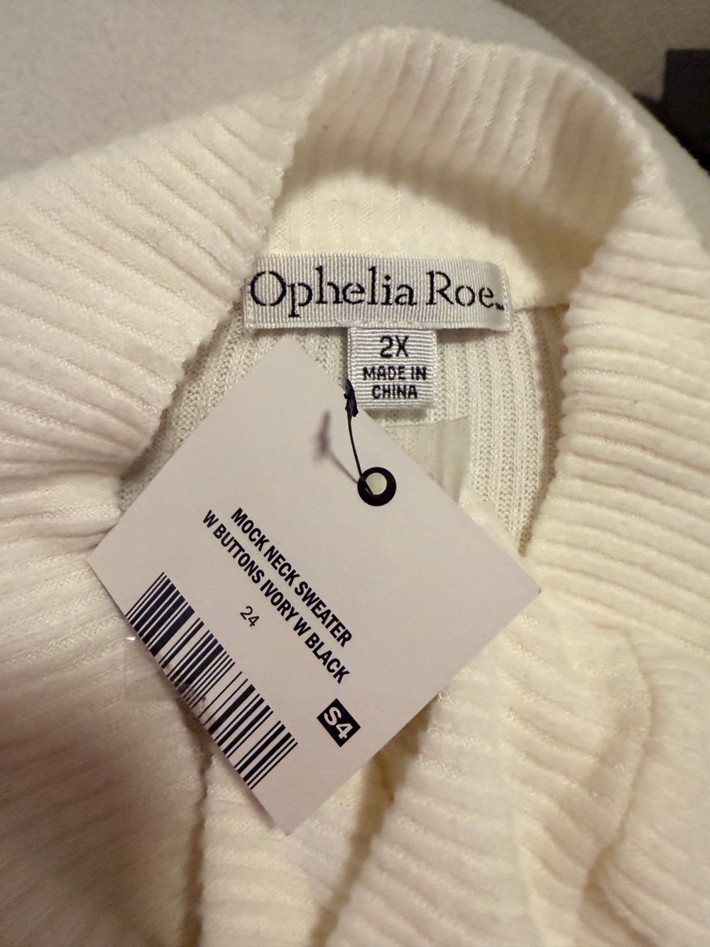 Ophelia Roe Button-Detail Cream Ribbed Sweater - Picture 3 of 5